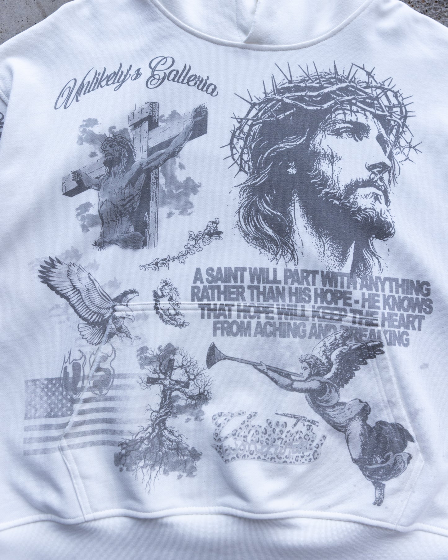 white & grey galleria hoodie