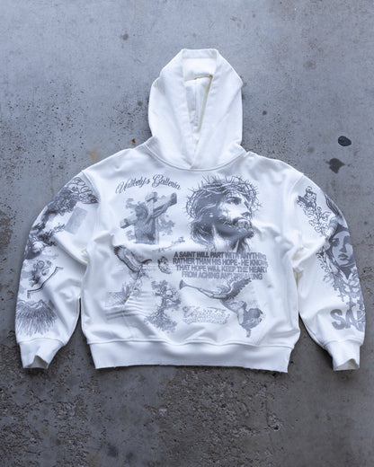 white & grey galleria hoodie
