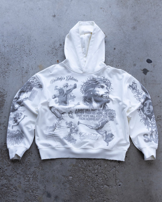white & grey galleria hoodie
