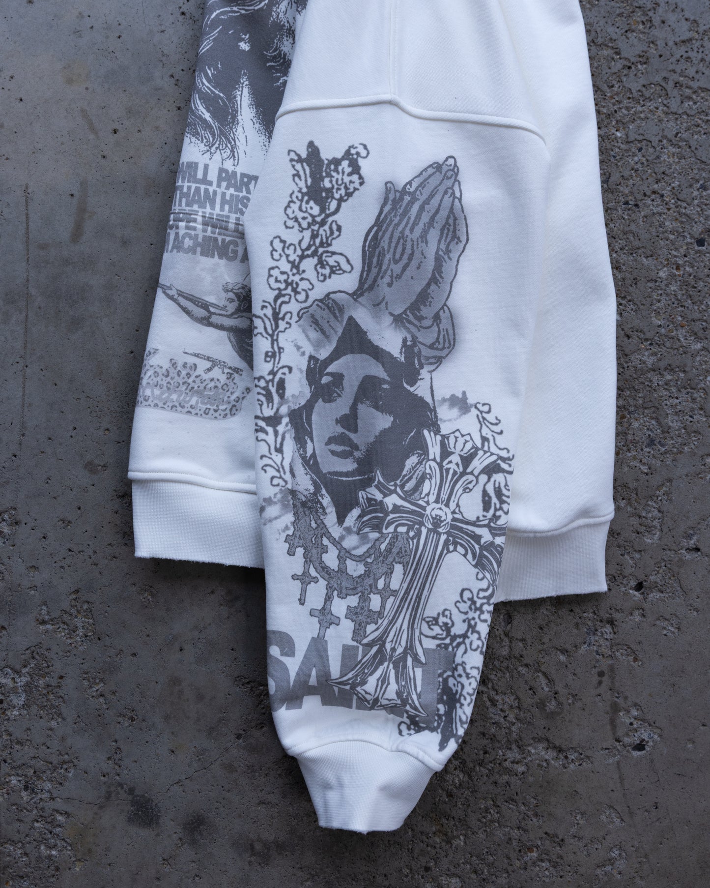 white & grey galleria hoodie