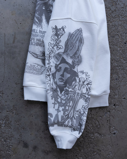 white & grey galleria hoodie