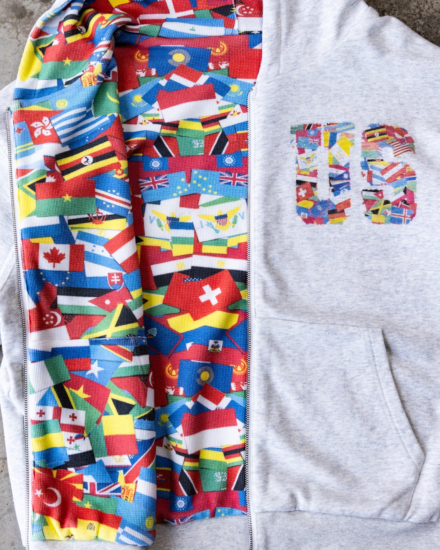 reversible thermal lined flag print zip