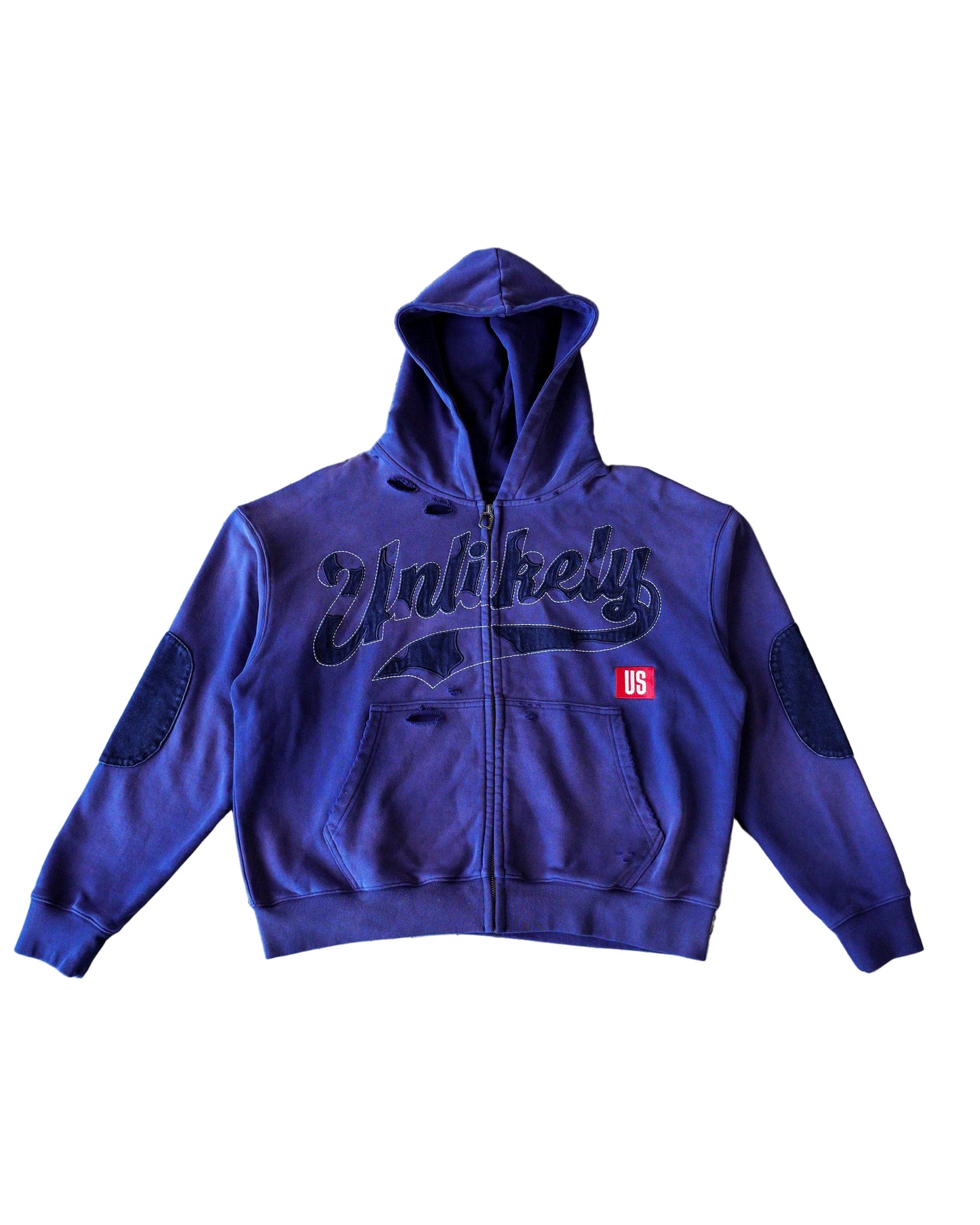 purple denim patch jacket