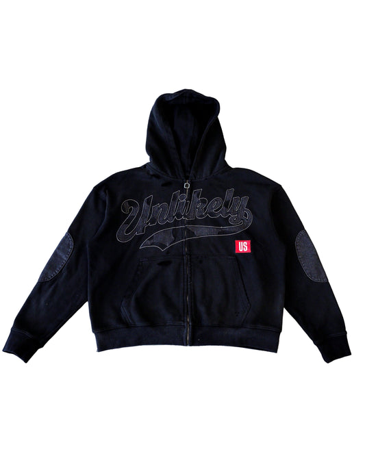 black denim patch jacket