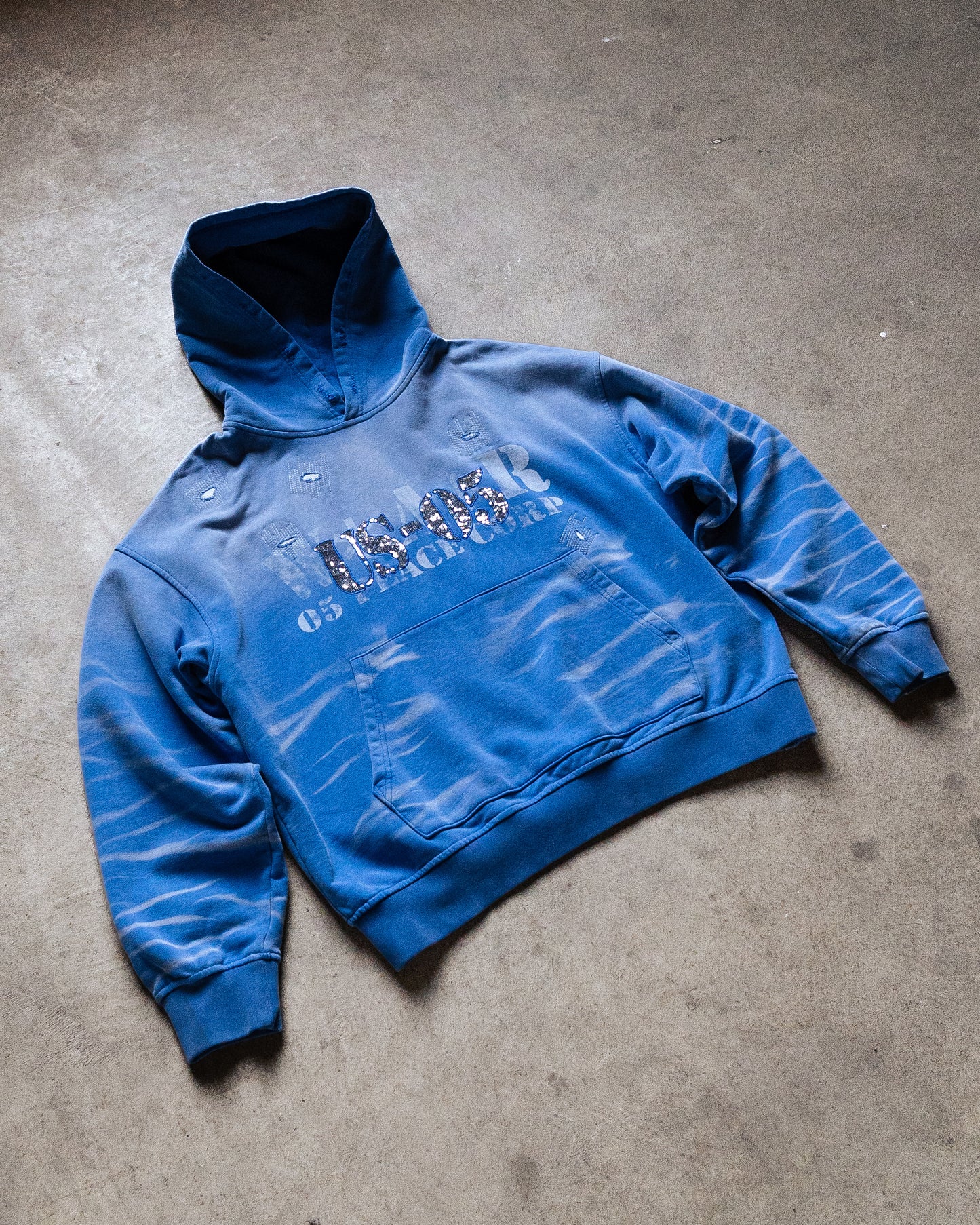 faded blue sequence hoodie
