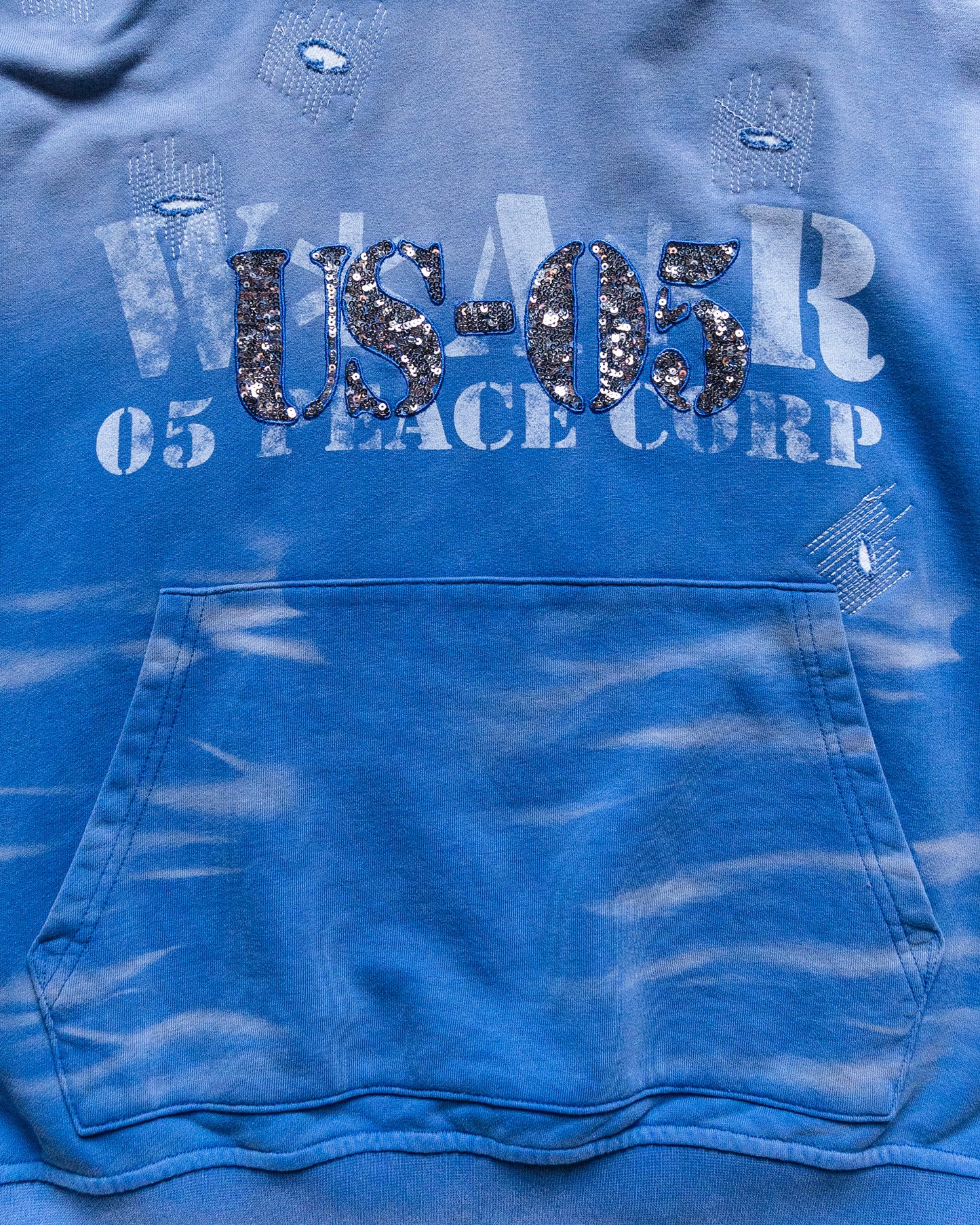 faded blue sequence hoodie