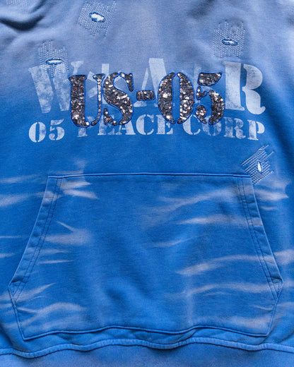 faded blue sequence hoodie