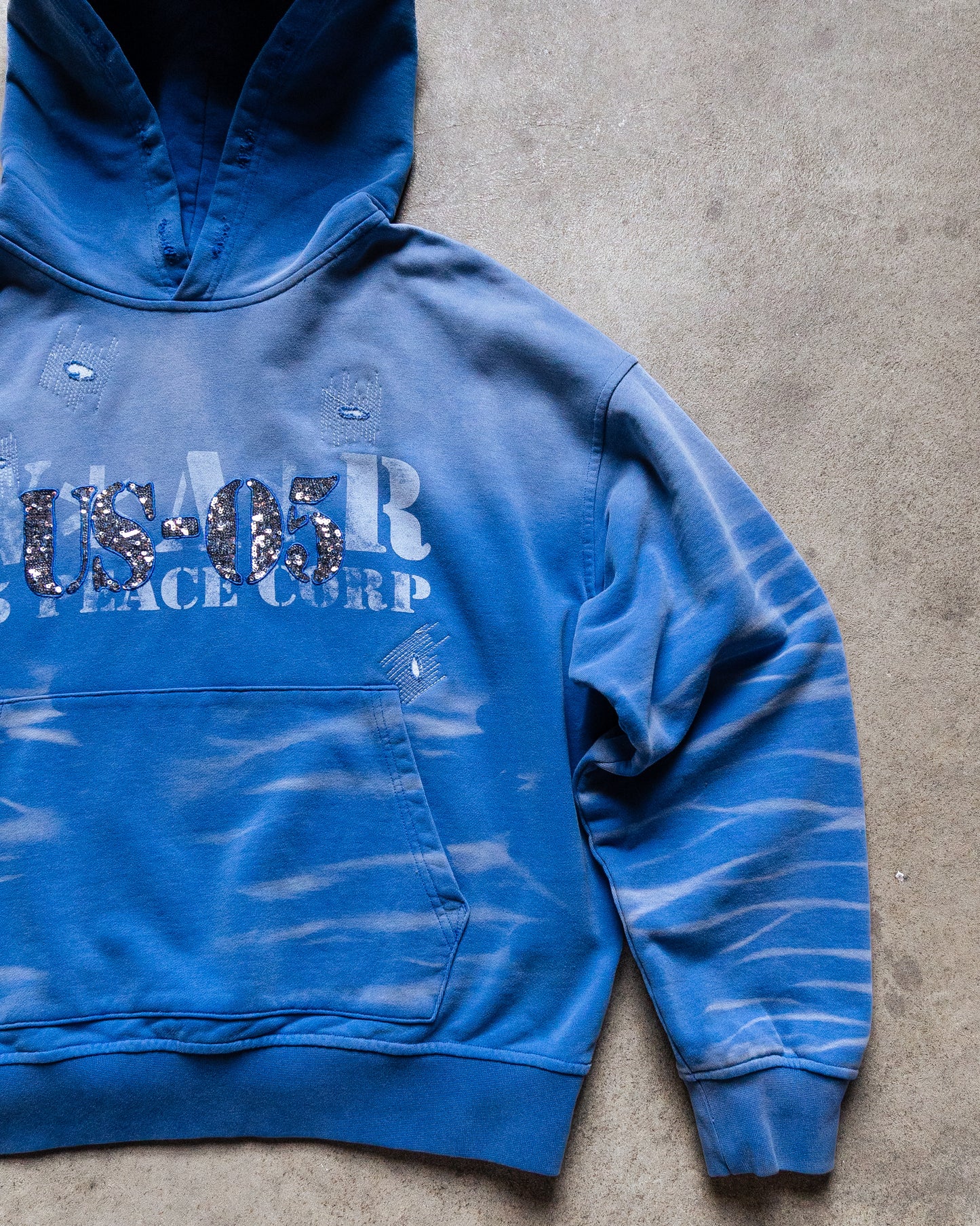 faded blue sequence hoodie