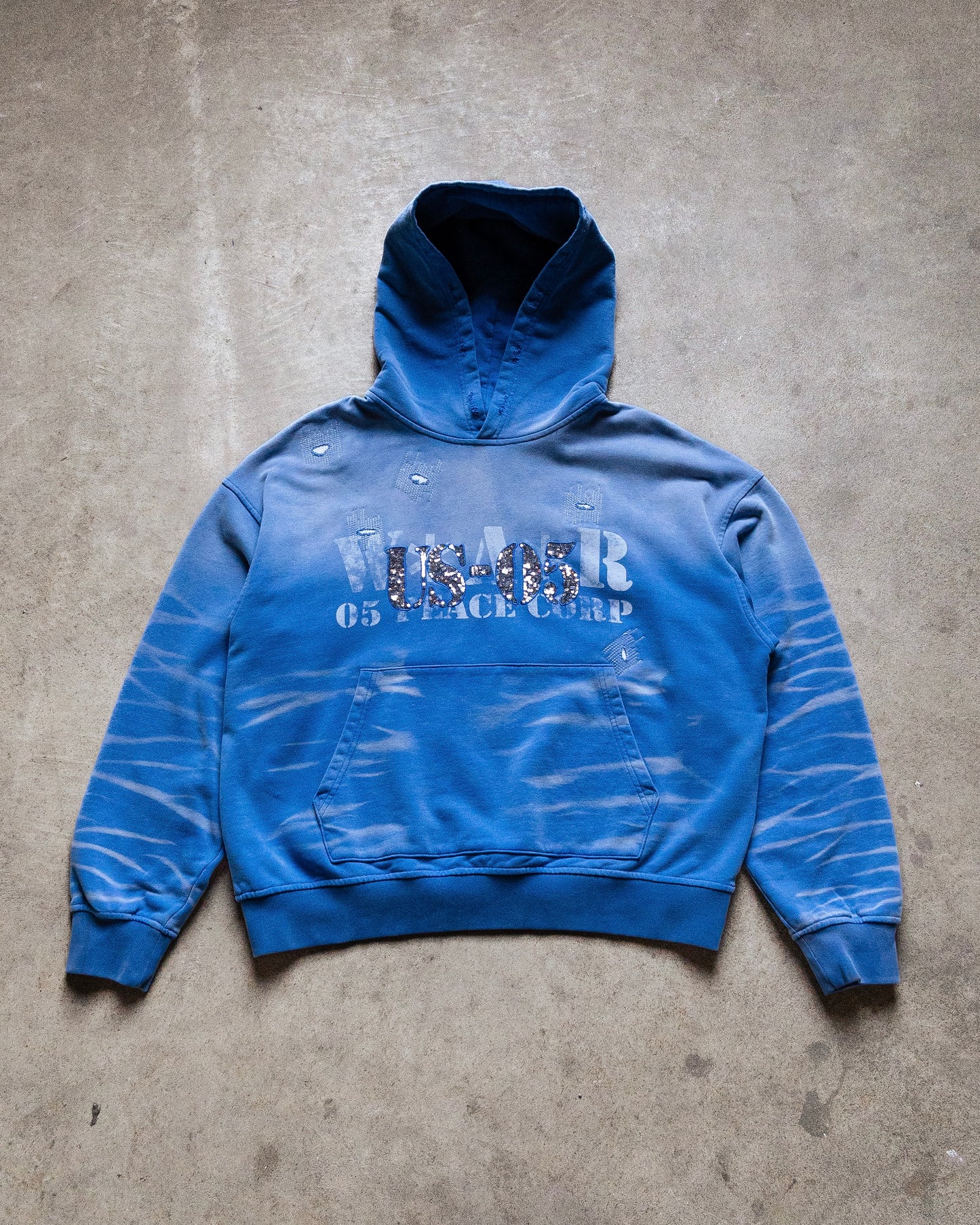 faded blue sequence hoodie