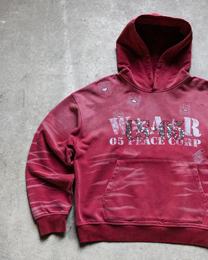 faded red sequence hoodie