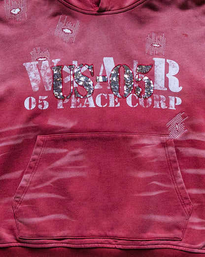 faded red sequence hoodie