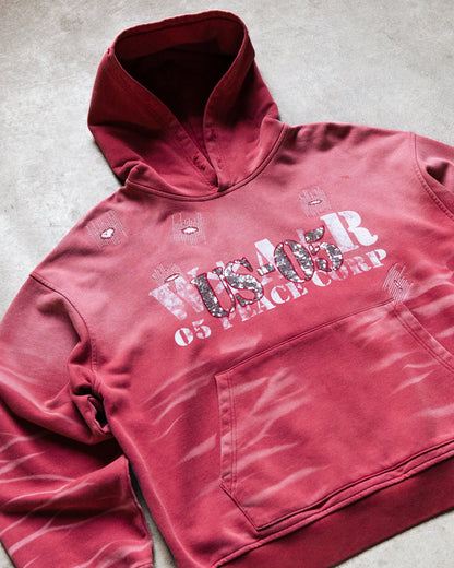 faded red sequence hoodie