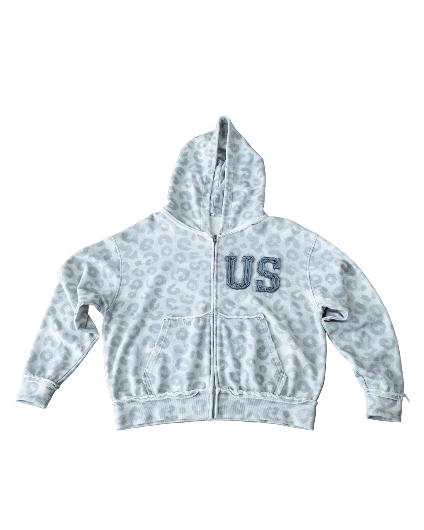 U.S. light grey cheetah print zip up