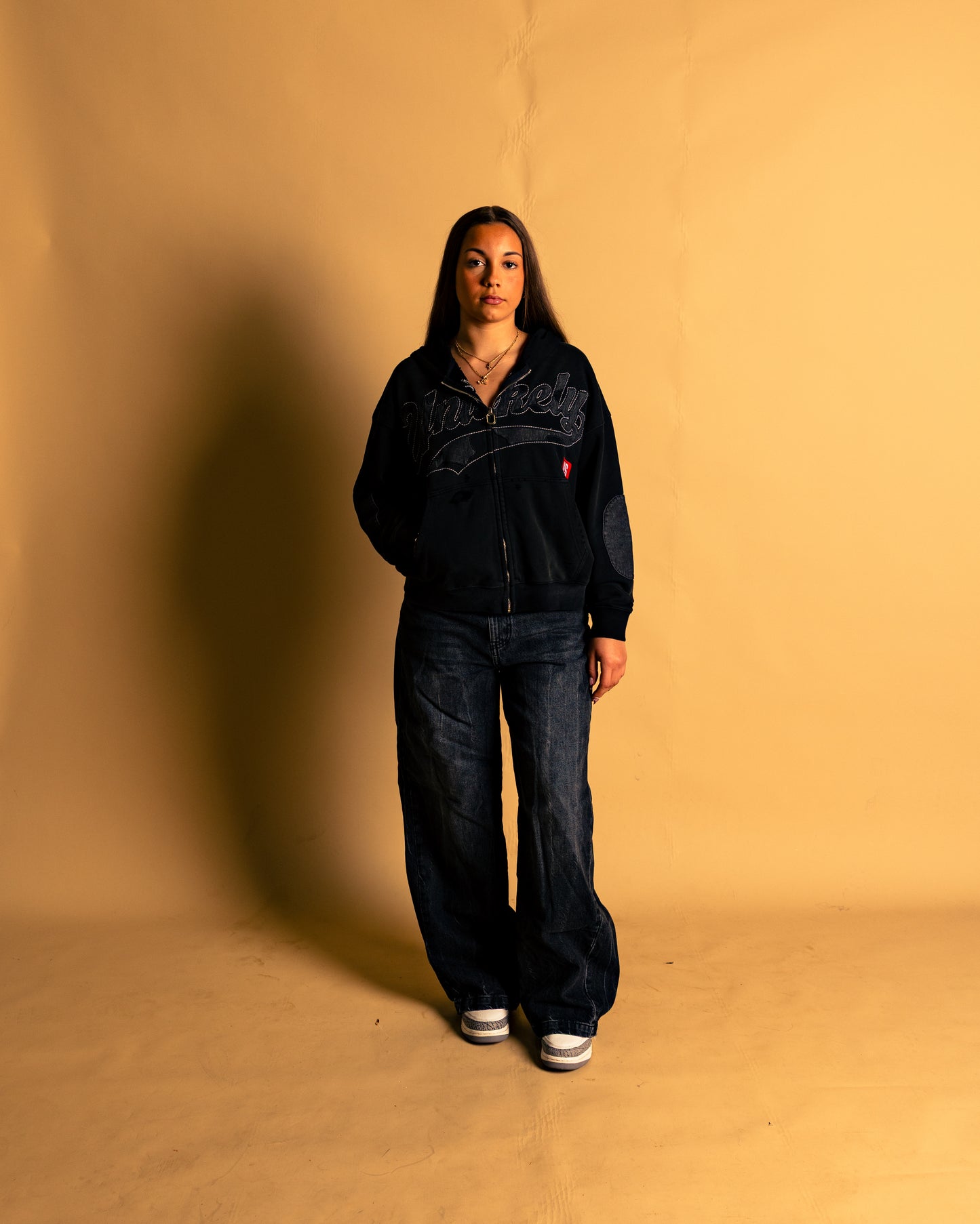 black denim patch jacket