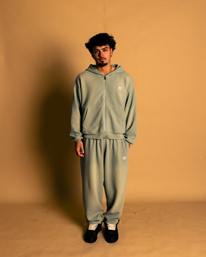 mint green faded suit