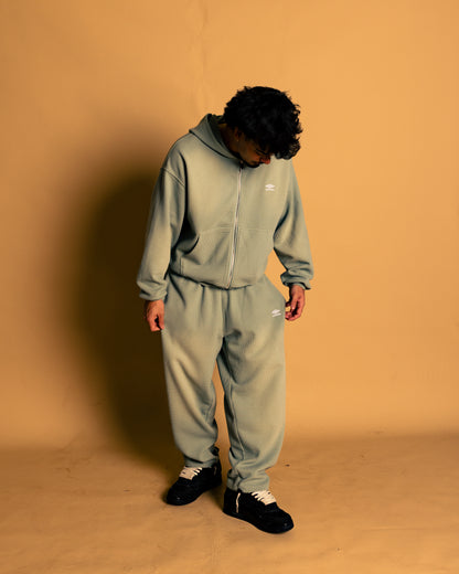 mint green faded suit