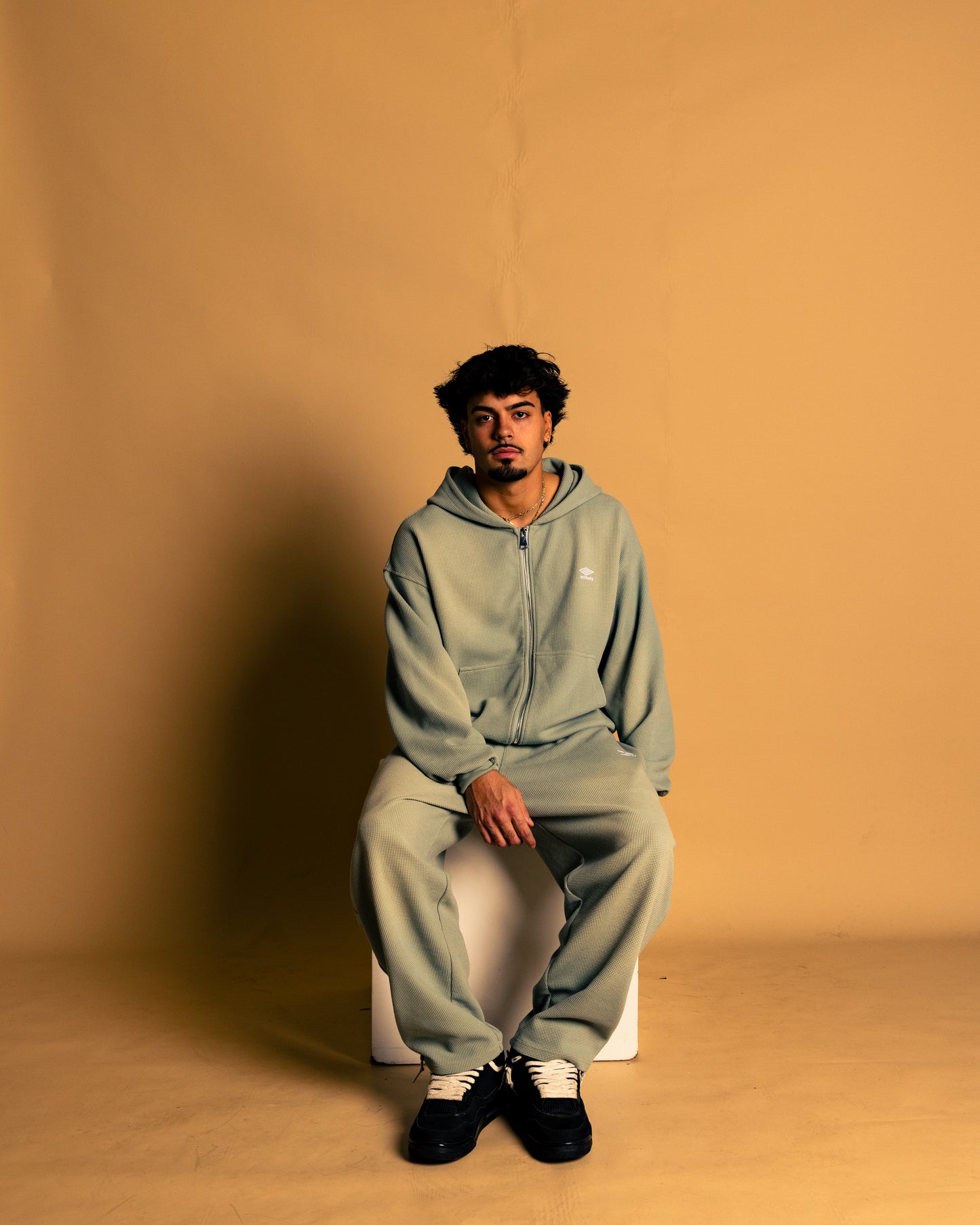 mint green faded suit