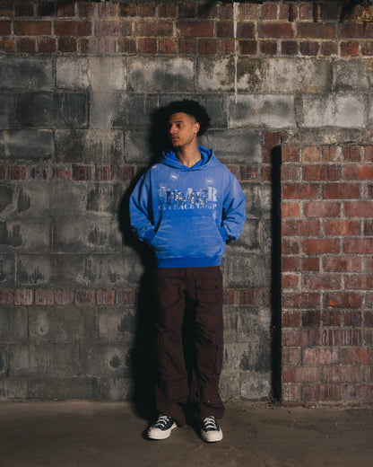 faded blue sequence hoodie